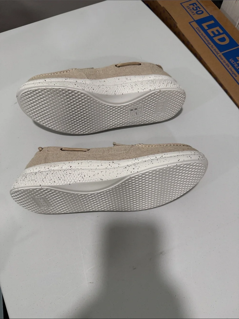 Skechers Women's Beige Canvas Slip-On Sneakers